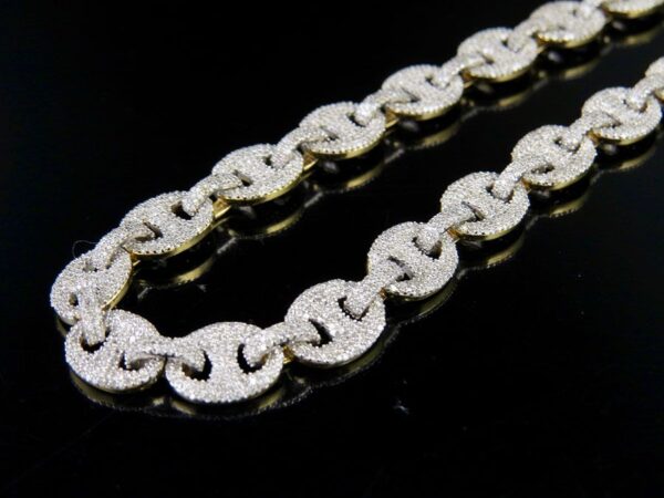 10K Yellow Gold Real Diamond Puff Mariner GG Chain Necklace 14.3 CT - Image 2