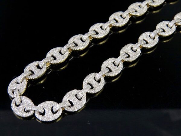 10K Yellow Gold Real Diamond Puff Mariner GG Chain Necklace 14.3 CT - Image 3