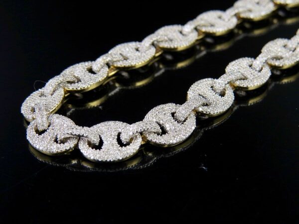 10K Yellow Gold Real Diamond Puff Mariner GG Chain Necklace 14.3 CT - Image 4