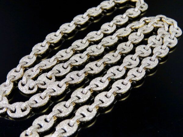 10K Yellow Gold Real Diamond Puff Mariner GG Chain Necklace 14.3 CT - Image 5