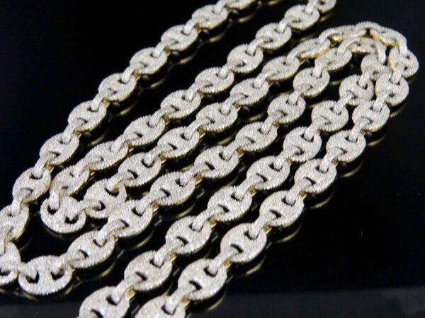 10K Yellow Gold Real Diamond Puff Mariner GG Chain Necklace 14.3 CT - Image 6