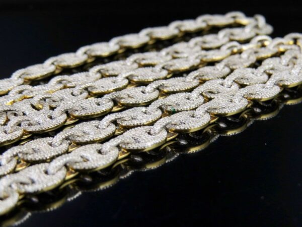 10K Yellow Gold Real Diamond Puff Mariner GG Chain Necklace 14.3 CT - Image 7