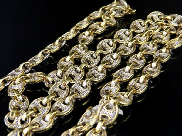 10K Yellow Gold Real Diamond Puff Mariner GG Chain Necklace 14.3 CT - Image 8