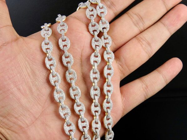 10K Yellow Gold Real Diamond Puff Mariner GG Chain Necklace 14.3 CT - Image 9