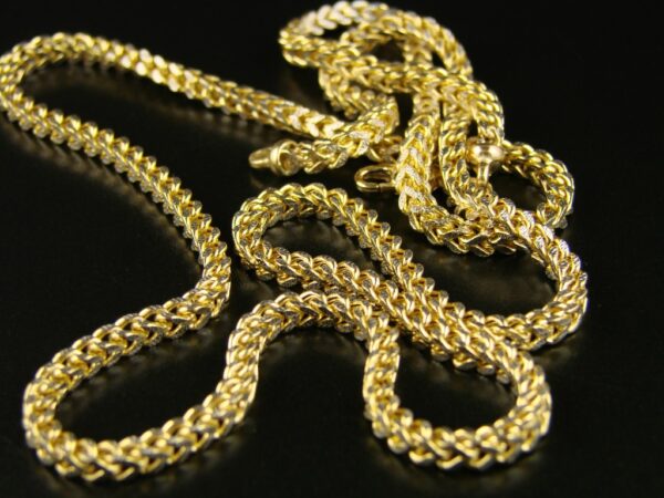 Skip to the end of the images gallery Skip to the beginning of the images gallery 1/20th 10K YELLOW GOLD FRANCO BOX CUBAN CHAIN NECKLACE MENS 38 INCH 3 MM