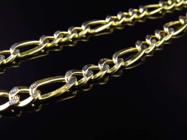 1/10th 10K Yellow Gold Diamond Cut Hollow Figaro Style Chain (6.5mm) - Image 3