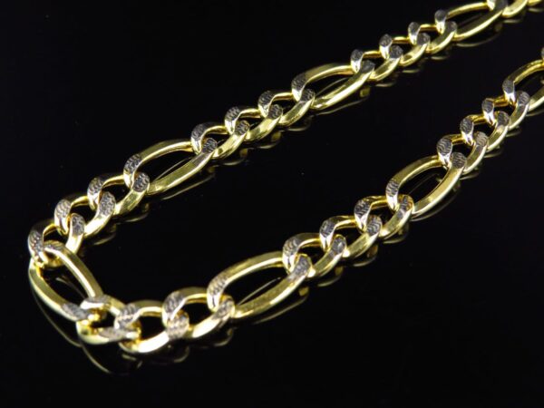 1/10th 10K Yellow Gold Diamond Cut Hollow Figaro Style Chain (6.5mm)