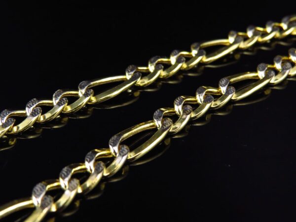 1/10th 10K Yellow Gold Diamond Cut Hollow Figaro Style Chain (6.5mm) - Image 5