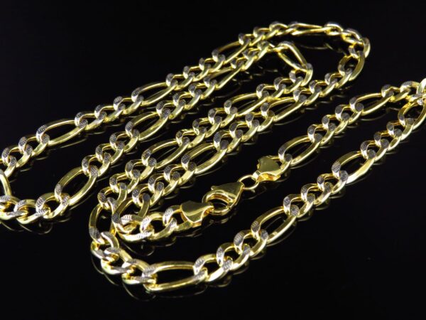 1/10th 10K Yellow Gold Diamond Cut Hollow Figaro Style Chain (6.5mm) - Image 6