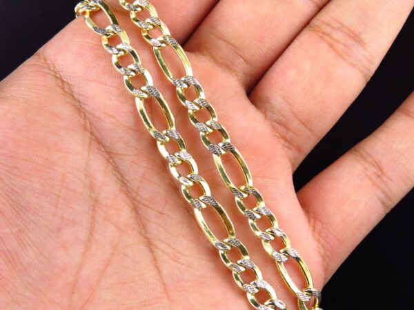 1/10th 10K Yellow Gold Diamond Cut Hollow Figaro Style Chain (6.5mm) - Image 7