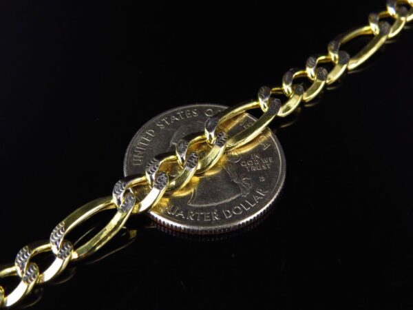 1/10th 10K Yellow Gold Diamond Cut Hollow Figaro Style Chain (6.5mm) - Image 8